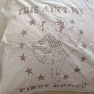 White Graphic Tee with Western Design